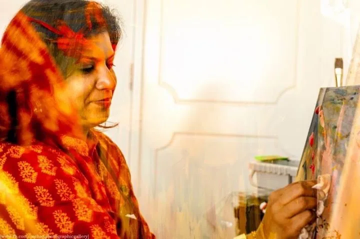 Anamika Nambiar at work at her easel